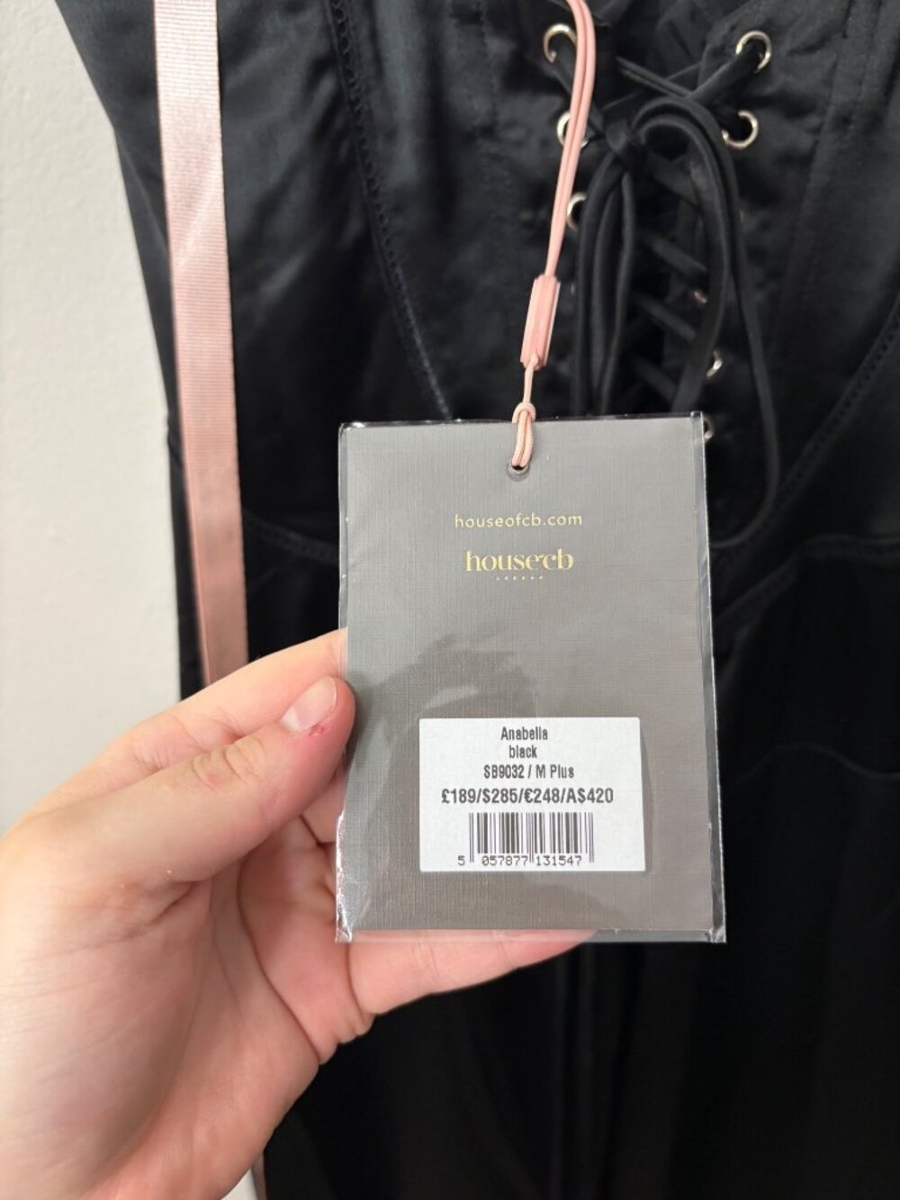 NEW House of CB Anabella Satin Corset Lace-Up Maxi Dress Evening Gown Black - Picture 6 of 16
